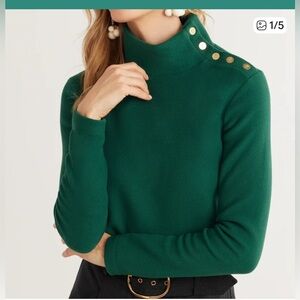 Dudley Stephens Tuckernuck green velo fleece turtleneck button pullover sweater